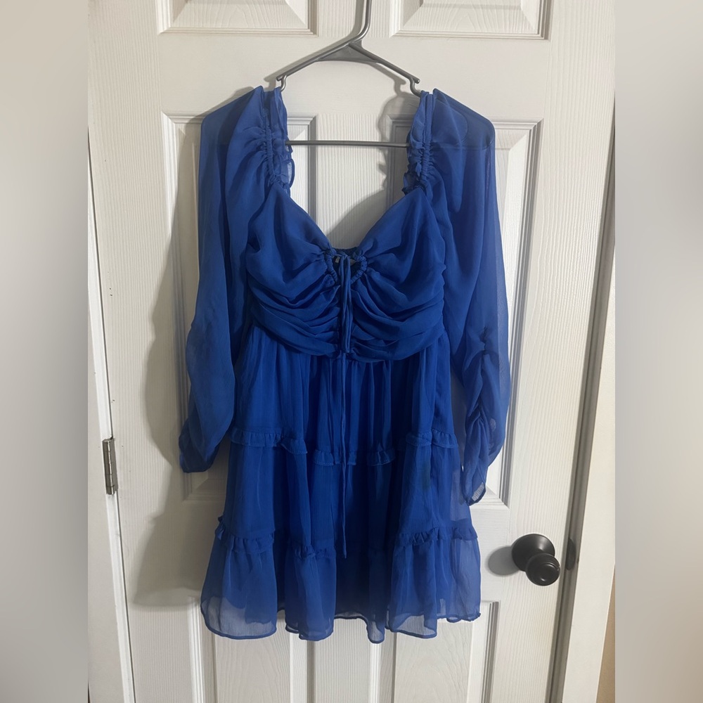 Elegant Blue Ruffle Dress